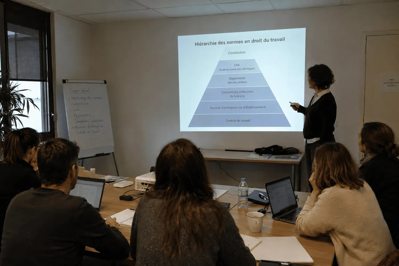 groupe de consultants RH qui se forment à la gestion de la paie